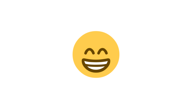 Emoji "😁" Wajah bersinar dengan mata tersenyum