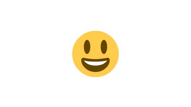 Emoji 😀 Wajah senyum lebar dengan mata besar