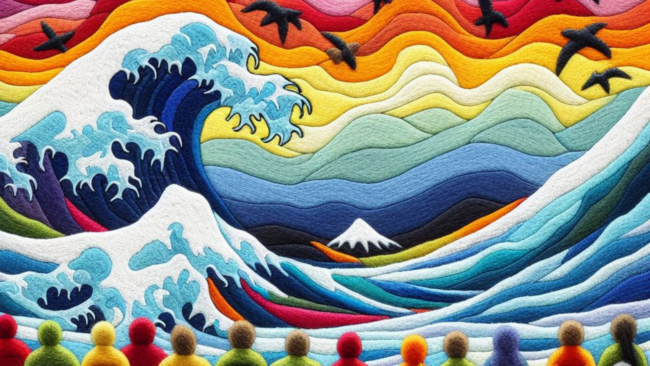 Ilustrasi Tsunami bentuk art